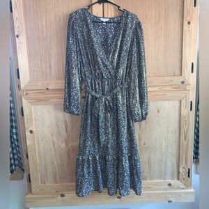 LC Lauren Conrad Floral Long Sleeve Dress - Black and White